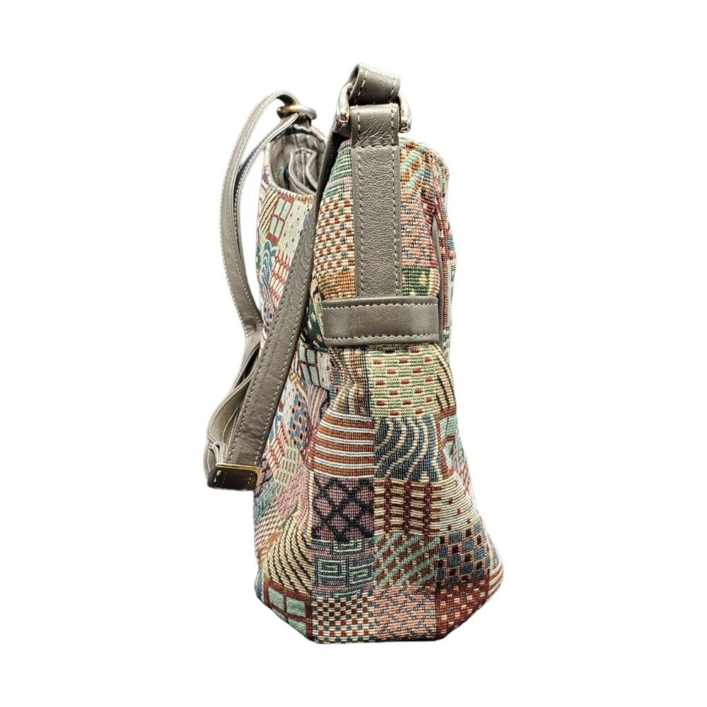 SAS Purse Tapestry Patchwork Shimmer Shoulder Bag Medium 3 compartment Zipper - Picture 6 of 11